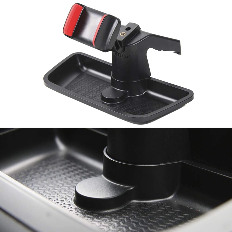 Black ABS Cell Mobile Phone Ipad Holder Car GPS Bracket Dash Mount Holder Storage Organizer Box for Jeep Wrangler JK 2012-2017