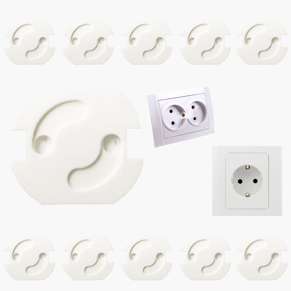 10 Pcs/Lot Children Protection EU Power Electrical Outlets Enfant Rotate Cover Plugs for Sockets Protection Baby Plug Protector