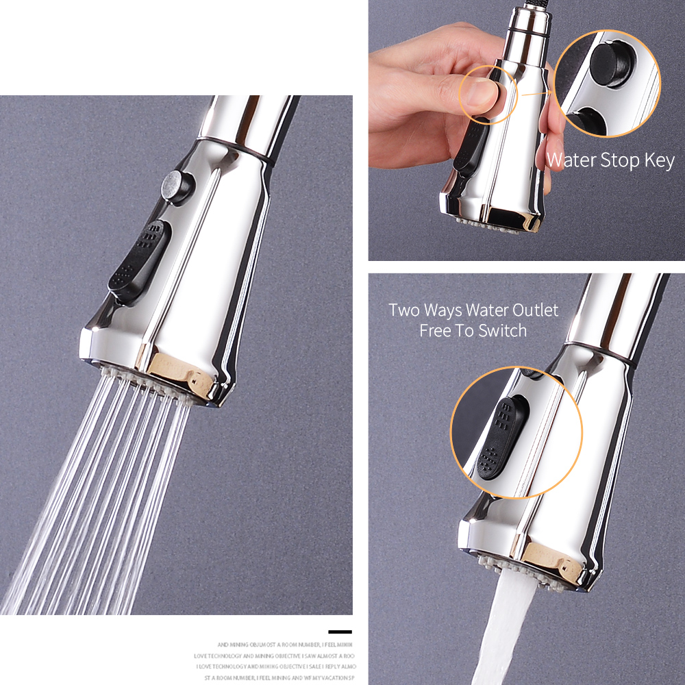 Chrome Kitchen Faucet Tap Rotation Mixer Swivel Pull Out Durable Sink Sprayer Single Hole Sink Mixer Faucet