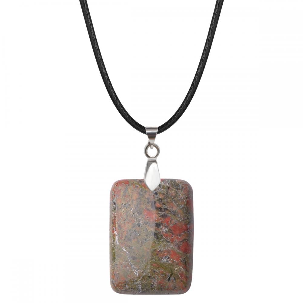 Quartz Crystal 25x35mm Rectangle Stone Pendant Necklace for women Men