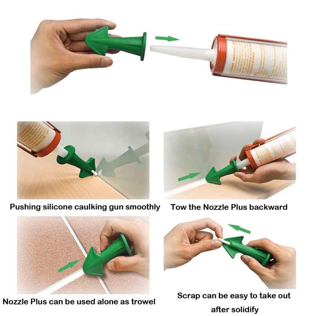 3pcs 3 In 1 Green 6.5r 10r 13r Silicone Caulking Finisher Nozzle Plugs Caulk Tool Caulking Gun Accessories Seam Nozzle Tool