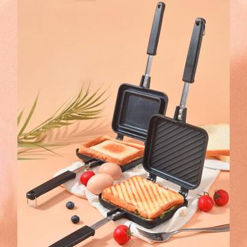Double-Sided Sandwich Pan Non-stick Foldable Grill Frying Pan for Bread Toast Breakfast Machine Waffle Pancake