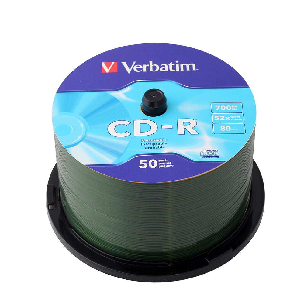 Verbatim 50/lot DVD Drives CD-R CD Disks Bluray 700MB 80min 52X Branded Recordable Media Blank Disc 50PK Spindle Compact Write