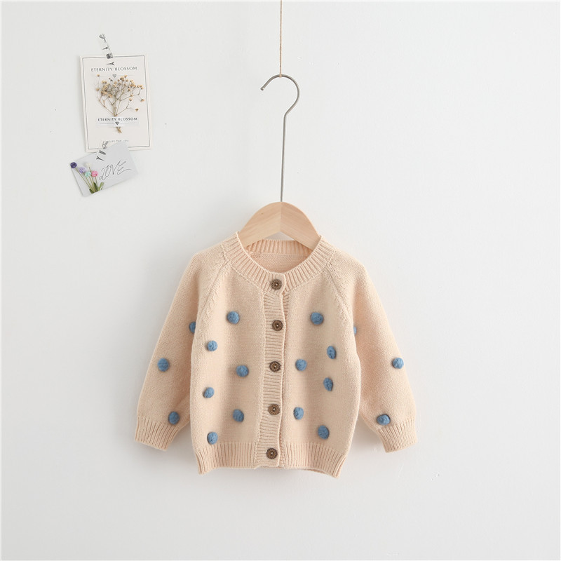 Autumn Winter cute girls ball sweater cardigans baby girl soft single-breasted sweaters kids clothes outwear