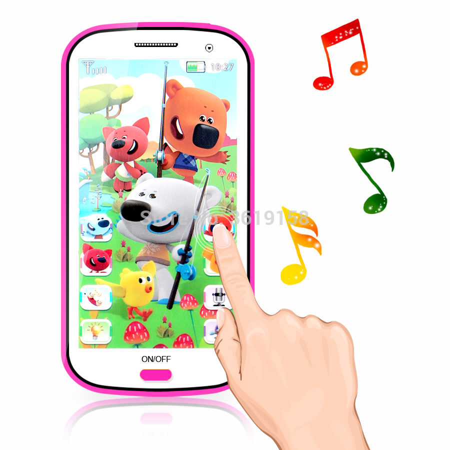 Russian Language 4D Cartoon Bears Anime Learning Mobile Phone Toy with Light,Record and Song Story Machine Yphone for Baby Toy