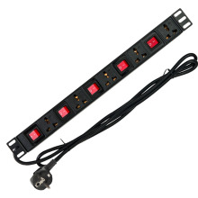 10A 250V Industrial 19 Inches PDU Cabinet Aluminium Alloy Power Strip EU UK US AU plug Universal 5 AC Outlet Independent Switch
