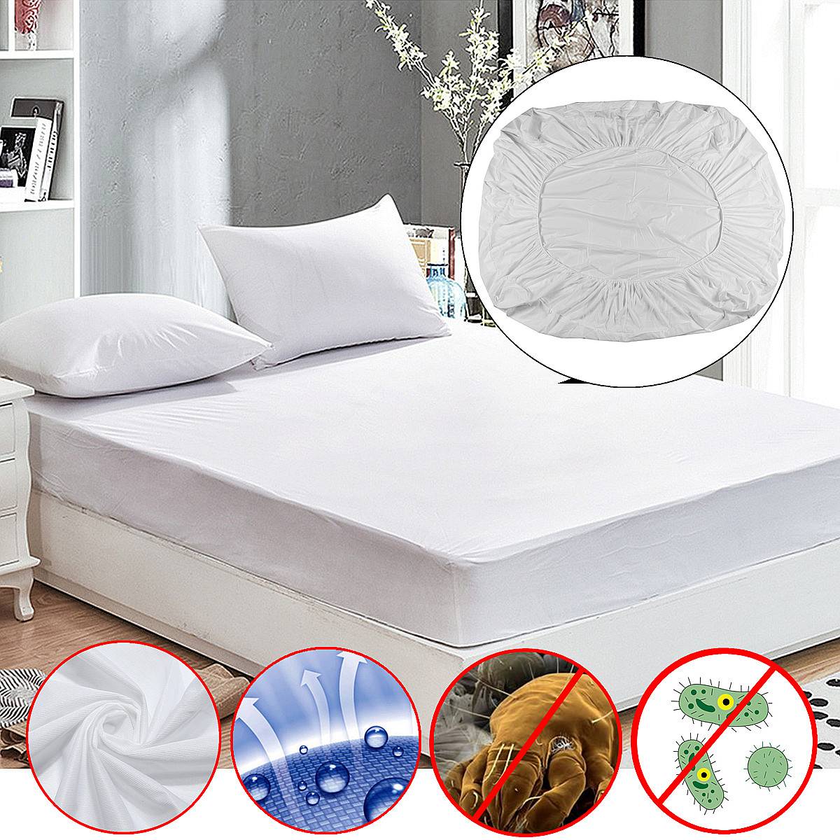 Mattress Protector Cover Waterproof Anti Dust Mite Breathable Fitted Bed Sheet Machine Washable 160x200+30cm/200x200+30cm