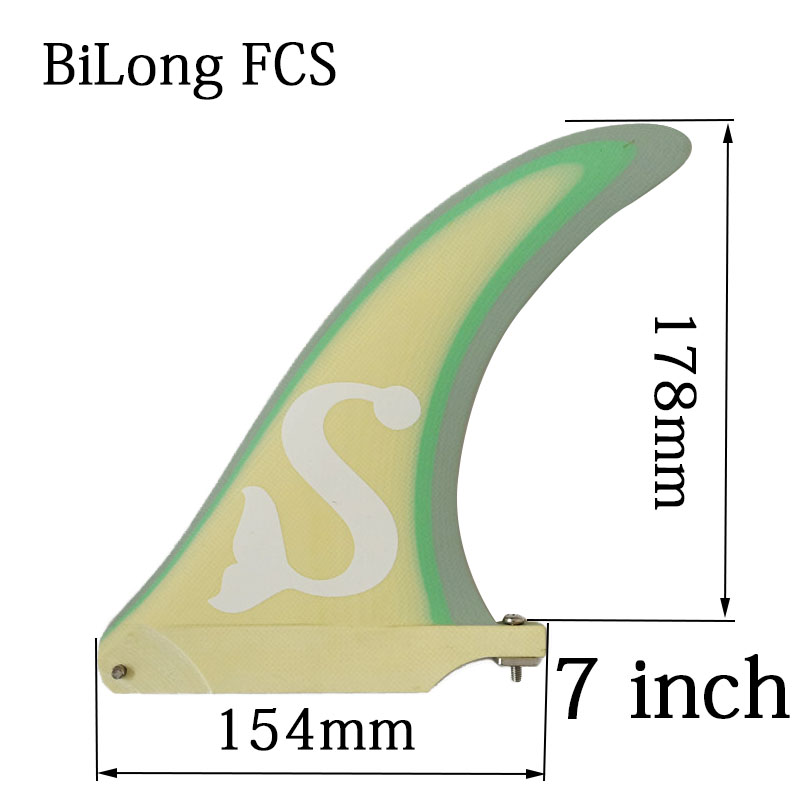 BiLong FCS Surfboard Fins 7 inch Fiberglass Paddle Board Fin Longboard Fin Sup Board Center Fin Inflated Board surfing