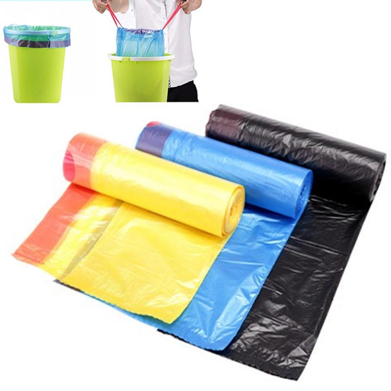 15 Pack/Roll Strong Thicken Plastic Bag Auto Drawstring Trash Bag 20L Kitchen bedroom bath rubbish Garbage bag Random Color