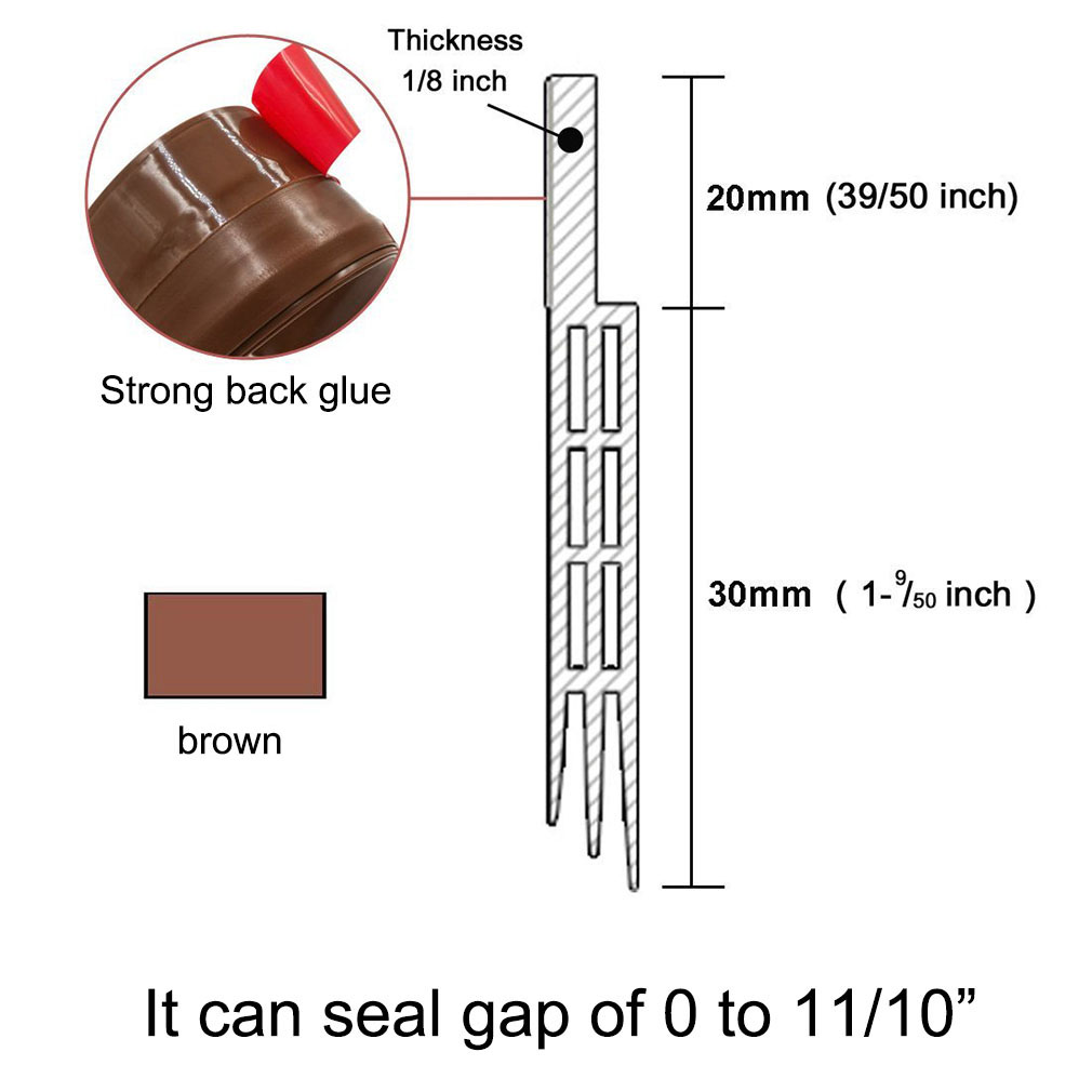 Acoustic Door Bottom Sealing Silicone Draft Stopper Adhesive Threshold Seals 45 x 900mm/1000mm Brown Gray White Transparent
