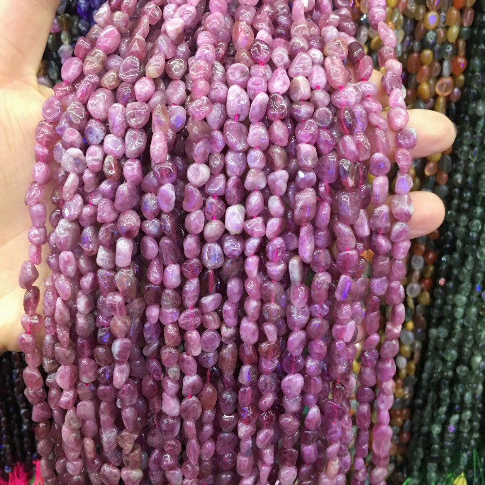 Natural Pink Tourmaline Stone Beads Irregular Loose Isolation Beads For Jewelry Making Necklace DIY Bracelet 6x8-8x10mm