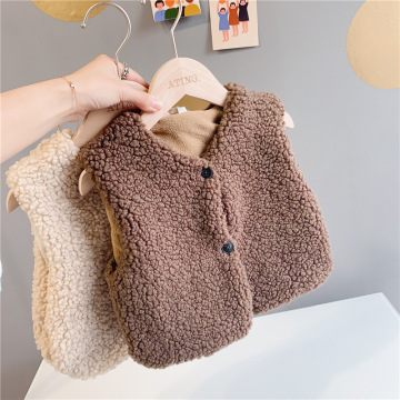 Children Vest Girl Thickened Warm Fur Vest Baby Girl Winter Clothes Boys Vest Waistcoat Kids 1.2.3.4.5.6T Soft Cute Vest