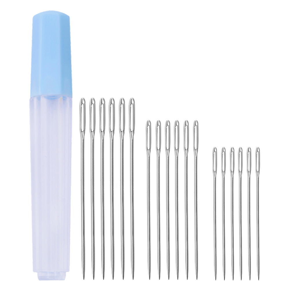 LMDZ 20pcs 5.2 cm 6.0 cm 6.5 cm Large-Eye Stitching Needles Hand Sewing Needles for Leather Projects with Clear Bottle