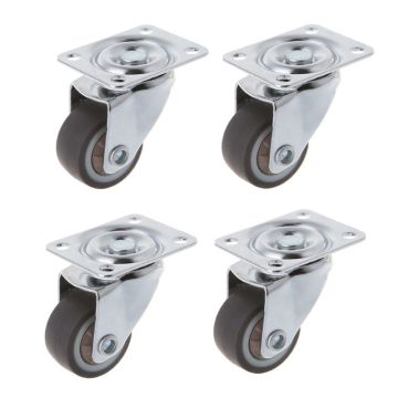 4pcs Mini Small Casters 1 Inch TPE rubber Super Mute Wheels For Bookcase Drawer Flower Racks