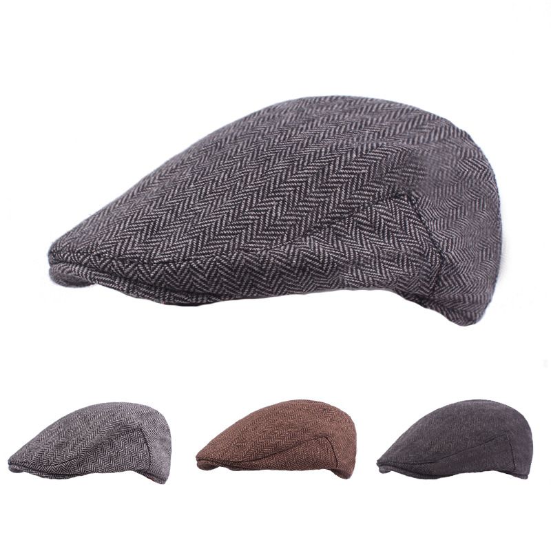 Summer Men Cotton Newsboy Caps Flat Golf cap Hunting Ivy Hats for Father Gift