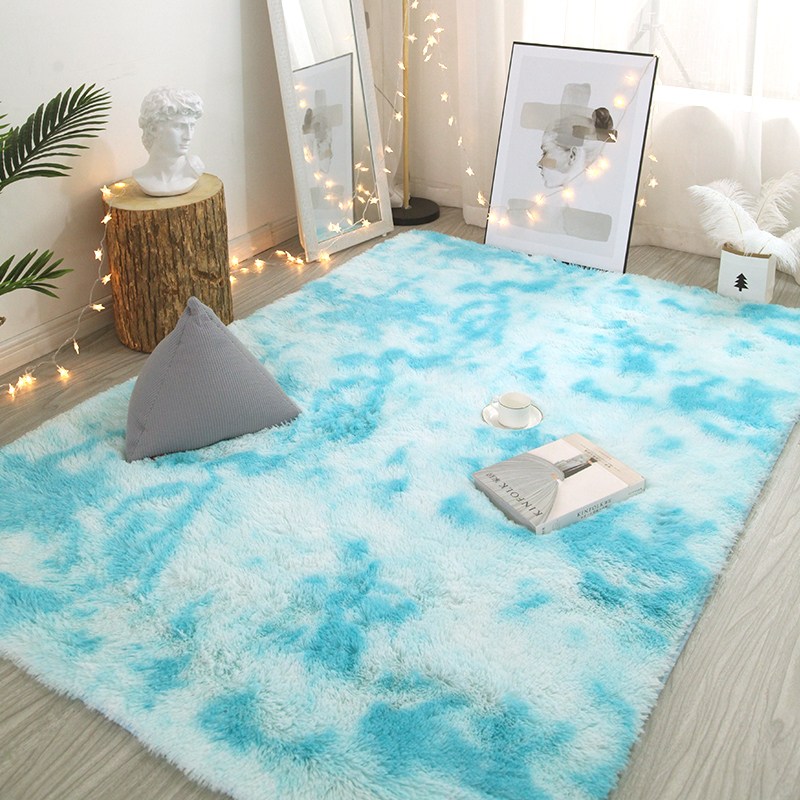 European long hair fashion bedroom carpet bay window bedside mat washable personality blanket Gradient color living room rug