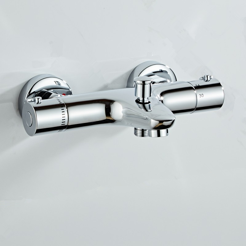 Bathroom Bath Shower Faucets Water Control Valve Wall Mounted Thermostatic Valve Mixer Faucet Tap Chrome Thermostatic shower tap