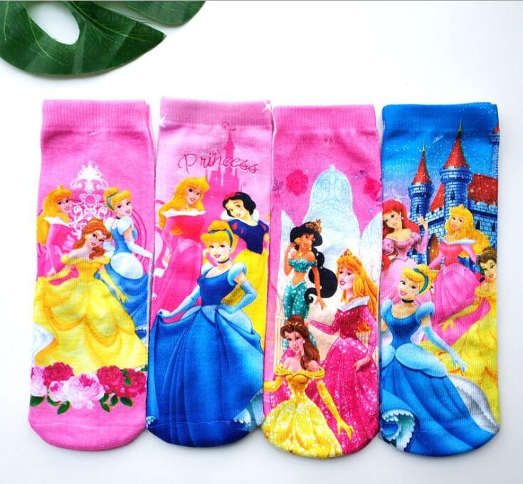 Children Disney Cartoon Socks Pixar Cars Boy Socks Frozen Princess Elsa Sofia Girls Socks Size 15-18CM For Kids 3-10T