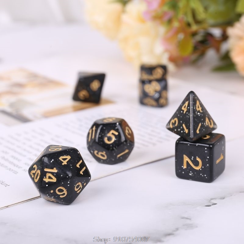 7pcs RPG Game Dice Acrylic Polyhedral Dice DND Board Game D4 D6 D8 D10 D12 D20 O27 20 Dropship