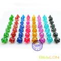 Bescon Assorted Colored Glitter Polyhedral Dice set of 7pcs, Glitter RPG Dice Set