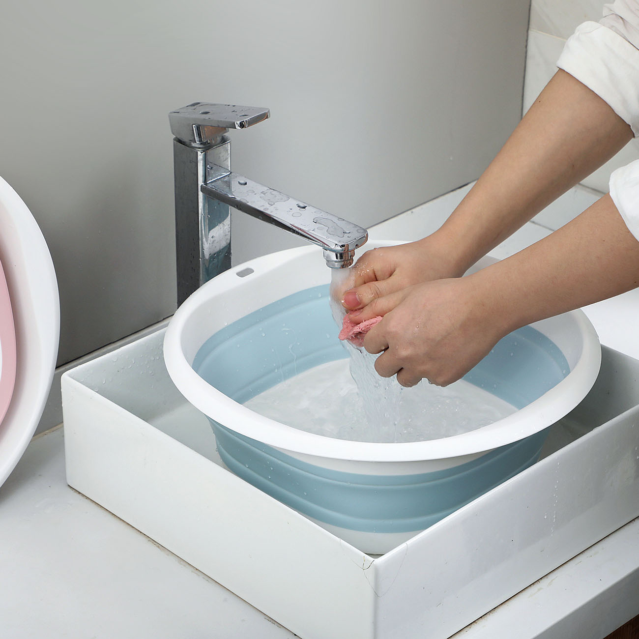 Household Folding Wash Basin Portable Sink Foot Bucket Washbasin Plastic Foldable Foot Basin Travel Outdoor Camp Basins
