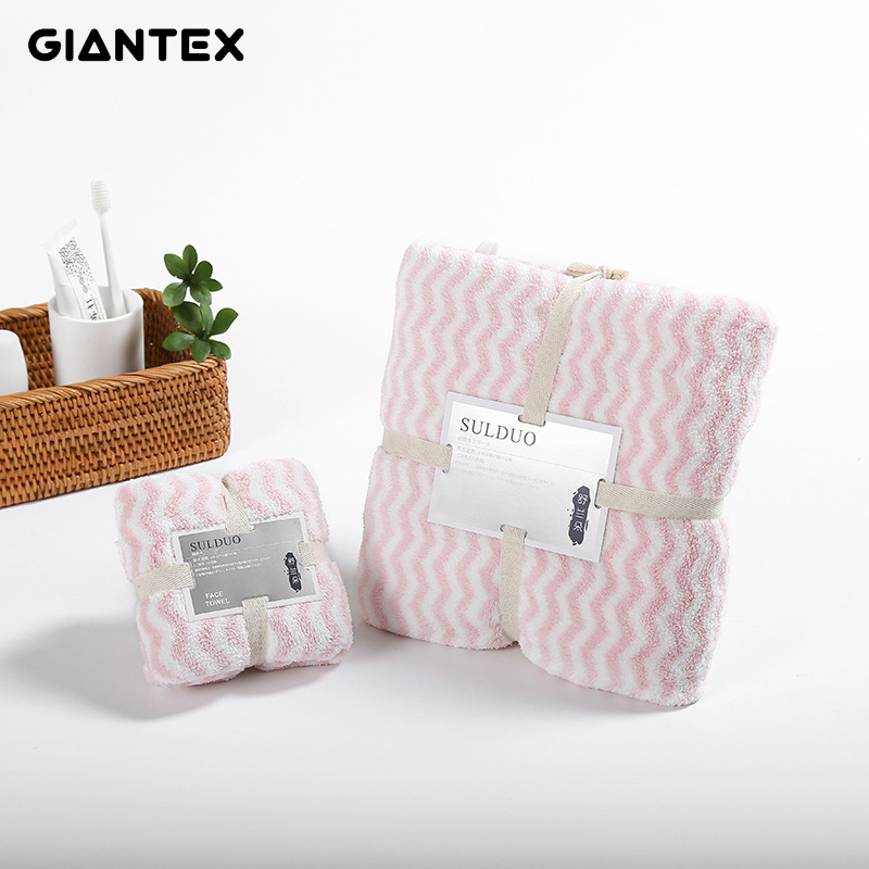 GIANTEX 2-Pieces Towel Set Bathroom Super Absorbent Bath Towel Face Towels For Adults serviette de bain toallas recznik