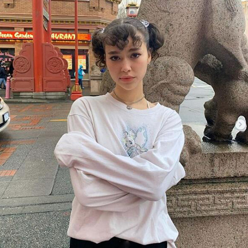 Gothic Punk Street Girls Autumn Long Sleeve T Shirt Women Tops Cute Cartoon Print Oversized Batwing Tshirt Harajuku Hip Hop Tees