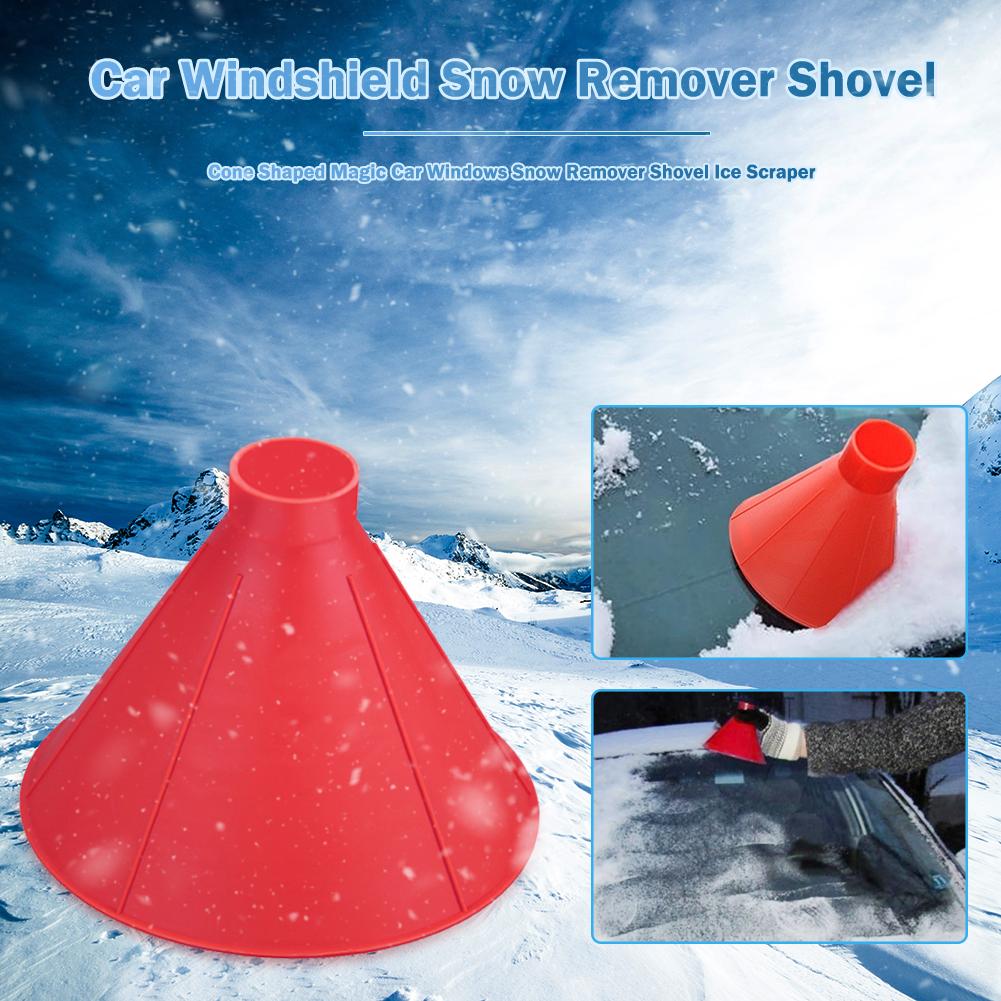 1pc Plastic Cone Shaped Magic Car Windshield Snow Remover Shovel Ice Scraper Outdoor Windows Glass Cleaning Tool Funnel