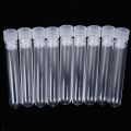 10PCS 13x75mm Lab Clear Plastic Test Tube Round Bottom Tube Vial with Cap Office Lab Experiment Supplies