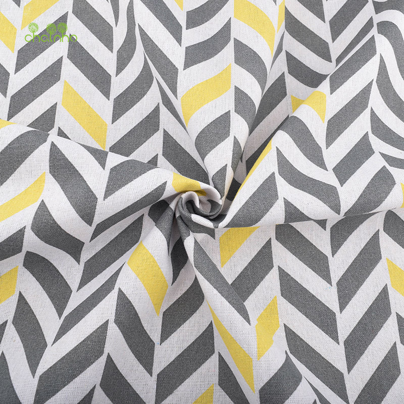 Chainho,Geometric Patterns Series,Printed Cotton Linen Fabric For DIY Quilting & Sewing Sofa,Table Cloth,Curtain,Bag,Material