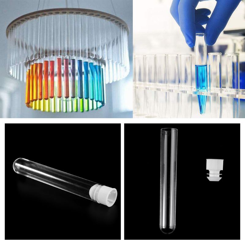 10Pcs/set Transparent Plastic Test Tubes Lab Test Tool With Screw Cap 16x100mm