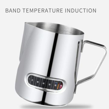Stainless Steel Frothing Pitcher Pull Flower Cup Thermometer Display Coffee Milk Frother Latte Art Milk Foam Tool Coffeeware