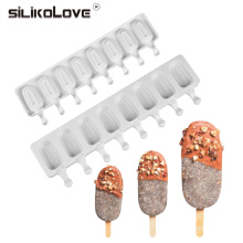 SILIKOLOVE 8 Cavity Ice Cream Mold Popsicle Silicone Molds DIY Homemade Fruit Juice Dessert Ice Pop Lolly Tray Mould