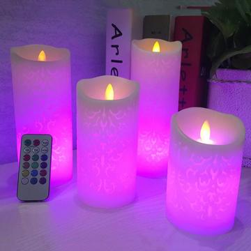 Dancing Flame LED Candle Lights, 1 Pcs RGB Flameless Candles Light Paraffin Wax Candle Light with 18-Key Remote Control