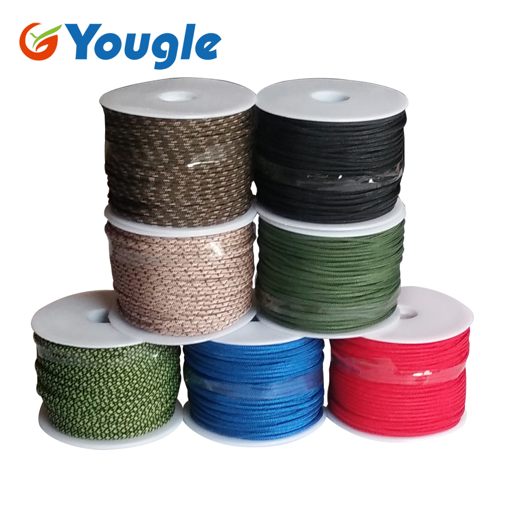 YOUGLE 2mm 3 Strand High quality Paracord Parachute Cord Outdoor Camping tent Rope Fishing line Wholesale 164FT 50meters