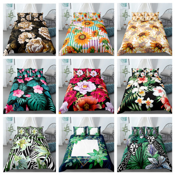 Luxury Sunflowers Leaves Flower Bedding Set Plant Duvet Cover Quilt Covers Pillowcase 3D Printed Bed Sets