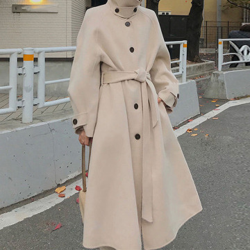 Trench Coat Women 2020 New Style Long Loose Slim Solid Color Single-Breasted Belt Suit Spring Autumn Fashion Elegent Button