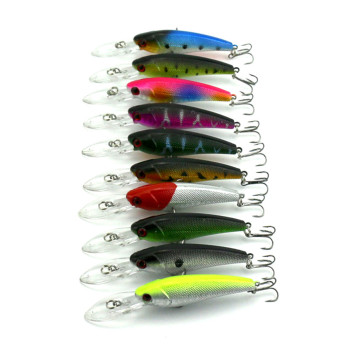 Big Sale 10pcs Minnow Fishing Lure Isca Artificial Diving Bass Bait Hard Plastic Crankbait Reflective Fishing Hooks 9.2cm 8g