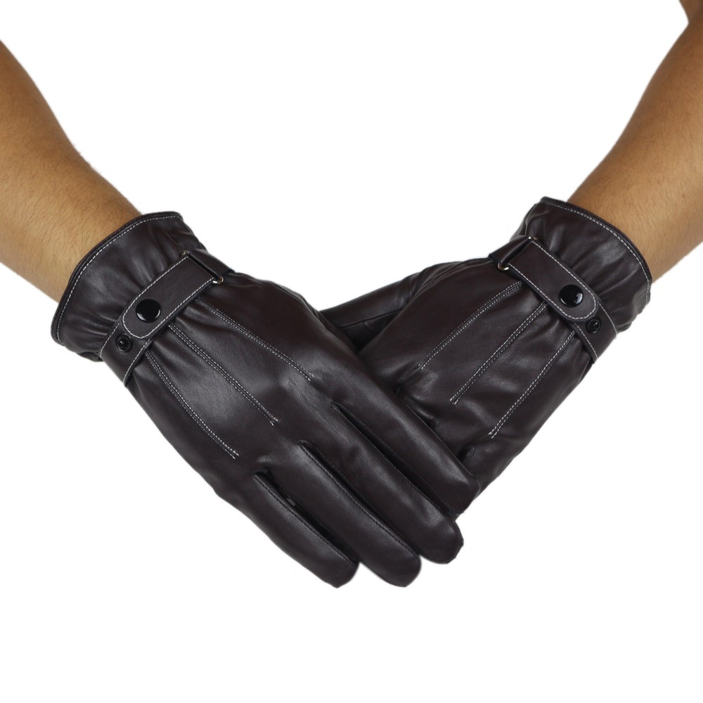 Mens Gloves Male Luxurious PU Leather Winter Warm Gloves Motorcycle Full Fingers Driving Warm Cashmere Glove Mittens #5$