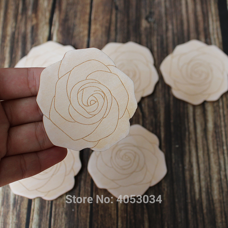 Wooden Rose Head Craft Shapes Plywood Flower