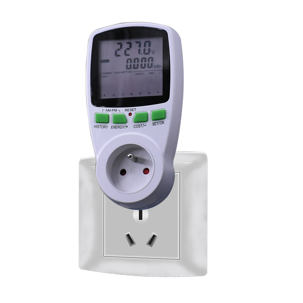 Energy Meter Digital LCD Wattmeter Wattage Electricity Kwh Power Meter EU US UK AU French Measuring Outlet Power Analyzer