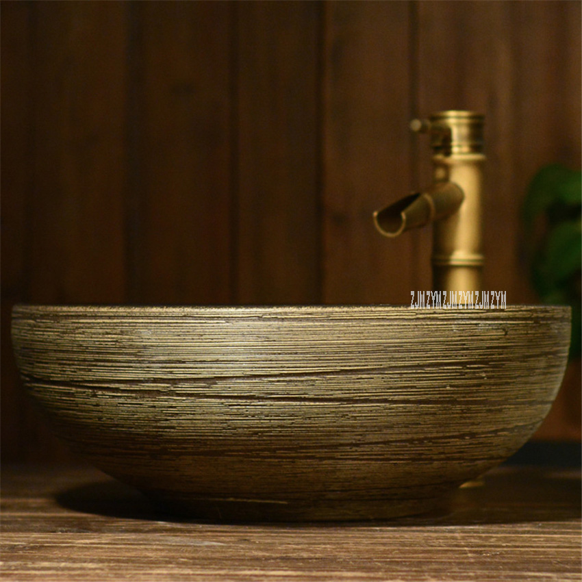 Bathroom Artistic Line Basin Household High Temperature Ceramics Sink Toilet Hand Made Washing Basin Bowl For Hotel Club KTV