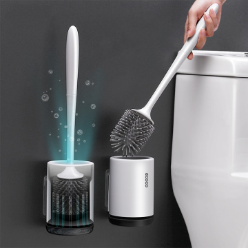 Silicone Toilet Brush Soft Bristle Wall-mounted Bathroom Toilet Brush Holder Set Bath Clean Tool Durable Thermo Plastic Rubber