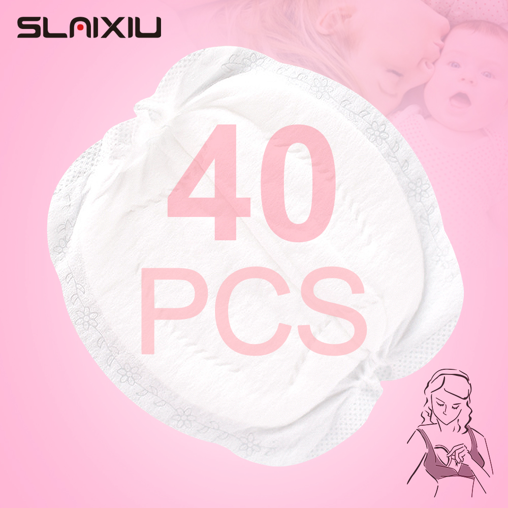 SLAIXIU 40 Pieces Breast Pads Nursing Pads Disposable Breast Pads Breastfeeding Accessories Ultra-thin Dry Soft