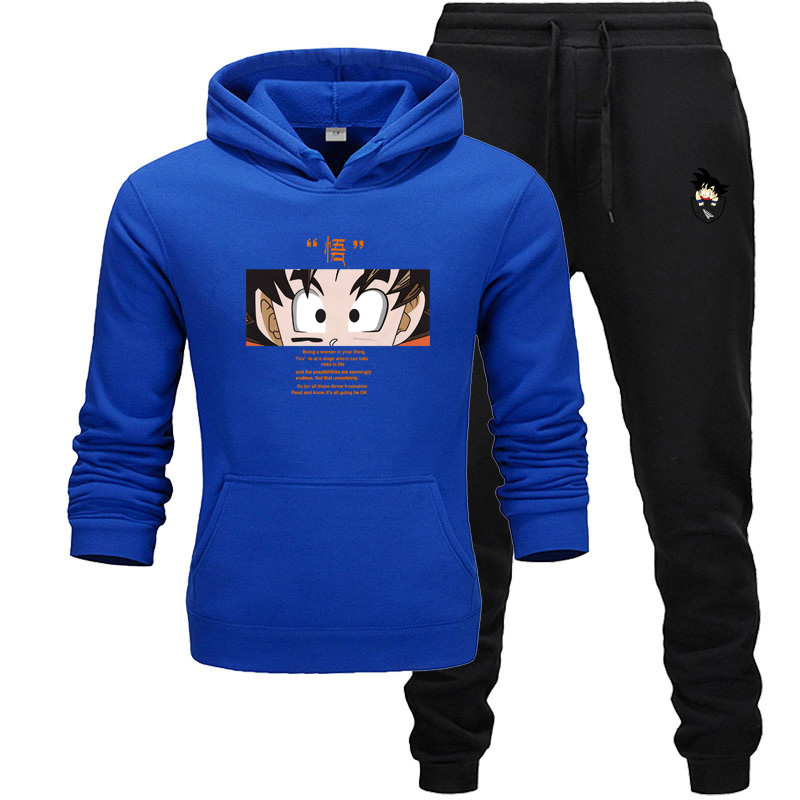 New men Hoodie set Anime tracksuit Sweatshirt set Fleece Hoodie + sweatpants jogging Homme Pullover men's sweatsuit