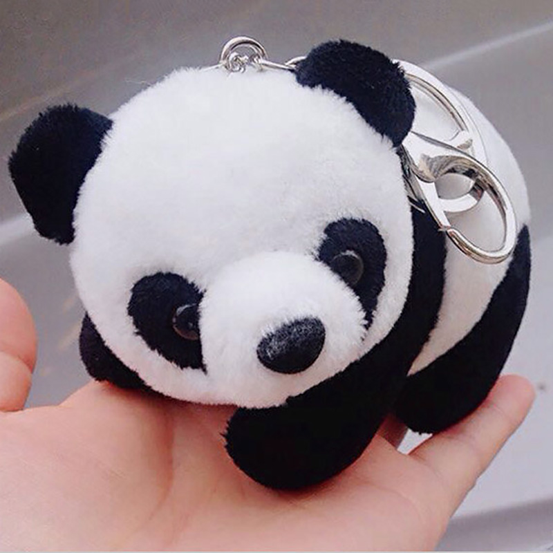 New Arrivals Women Plush Animal Panda Shape Keychain Key Chains Rings Holder Charm Bag Pendant Decoration Ornament