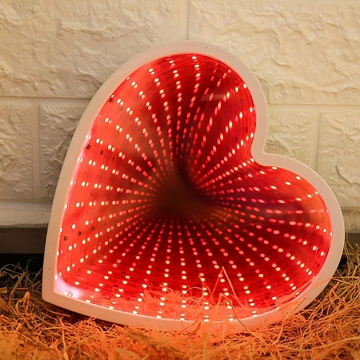 3D Heart Novelty Night Light Lamp Illusion Infinity Mirror Tunnel Lamp Home Decor For Kids Baby Toy Gift Christmas Decorations