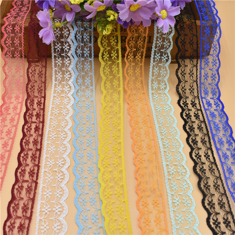 10 Yards Lace Ribbon Tape 22MM Wide White Lace Trim Fabric DIY Embroidered Net lace trimmings for sewing accessories Decoration