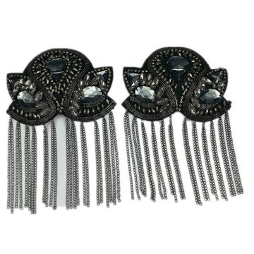 2Pcs Rhinestones Beaded Crystal Shoulder Badge collar fringe stickers fashion tide performance personalized clothing accessories