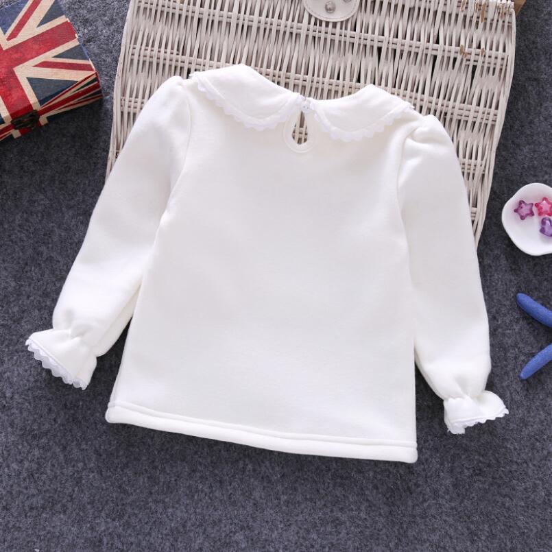 Warm Thick Winter Girls T-shirts Long Sleeve Cotton T shirt Peter Pan Collar Baby Toddler Clothes Girl Blouse Shirts Kids Tops